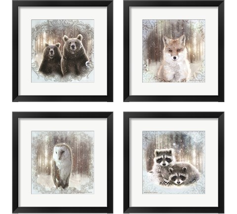 Enchanted Winter Bears 4 Piece Framed Art Print Set by Bluebird Barn