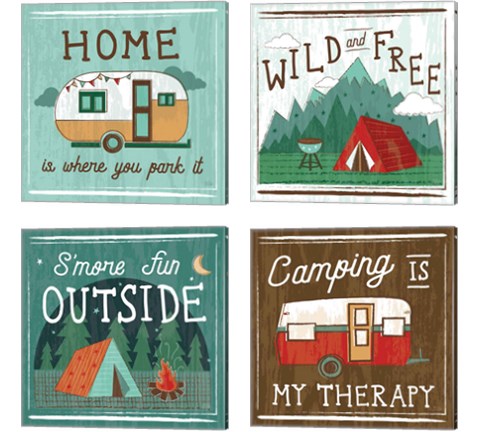 Comfy Camping 4 Piece Canvas Print Set by Melissa Averinos
