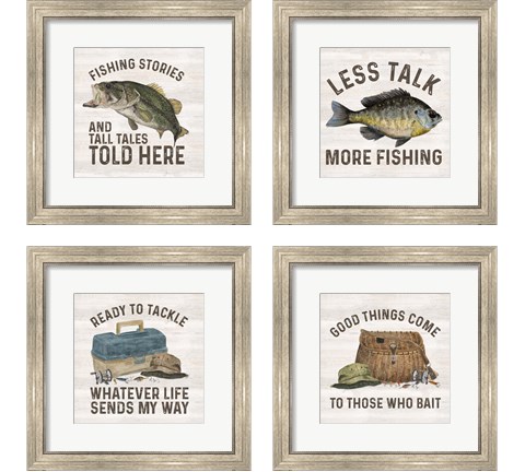 Less Talk More Fishing 4 Piece Framed Art Print Set by Tara Reed