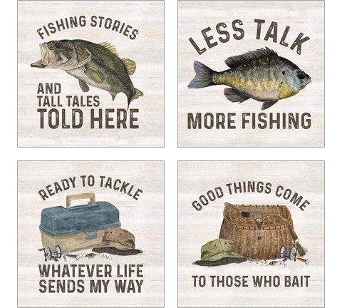 Less Talk More Fishing 4 Piece Art Print Set by Tara Reed