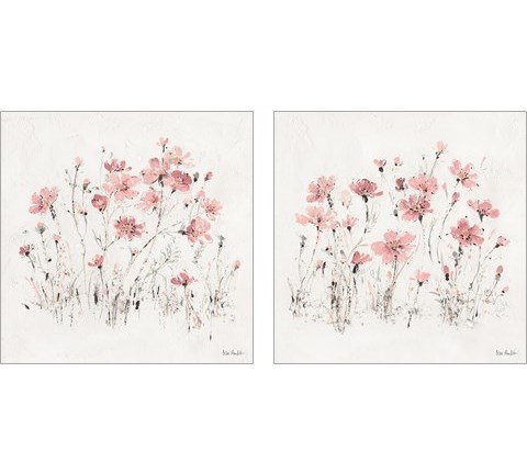 Wildflowers Pink 2 Piece Art Print Set by Lisa Audit