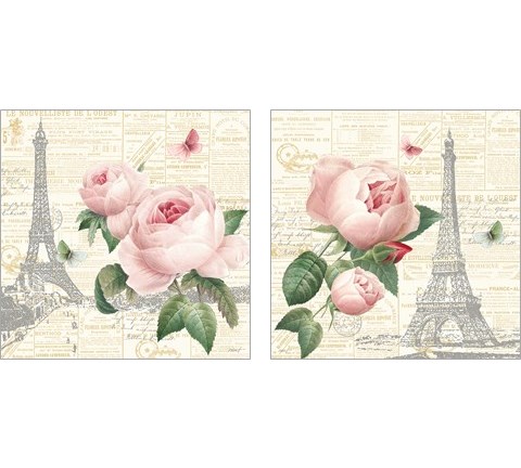 Roses in Paris  2 Piece Art Print Set by Katie Pertiet