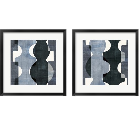 Geometric Deco BW 2 Piece Framed Art Print Set by Wild Apple Portfolio