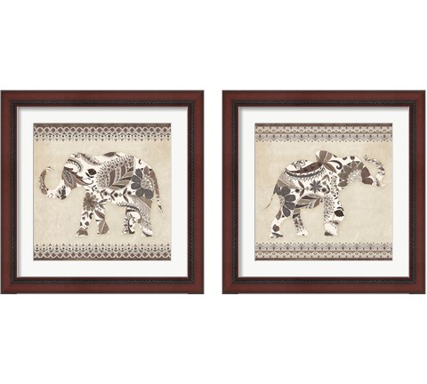 Boho Elephant Neutral 2 Piece Framed Art Print Set by Wild Apple Portfolio