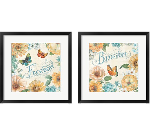 Butterfly Bloom 2 Piece Framed Art Print Set by Daphne Brissonnet