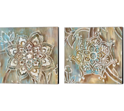 Henna Blue 2 Piece Canvas Print Set by Danhui Nai