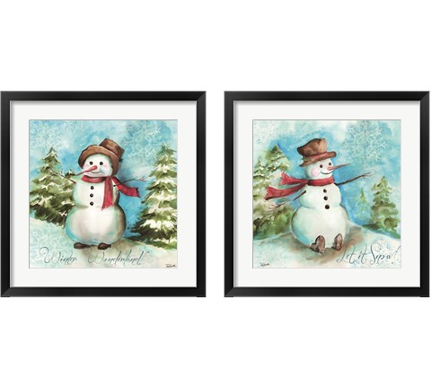 Watercolor Snowmen 2 Piece Framed Art Print Set by Tre Sorelle Studios