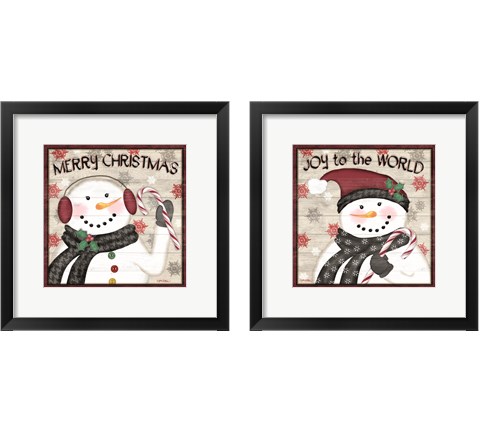 Rustic Snowmen 2 Piece Framed Art Print Set by Jen Killeen