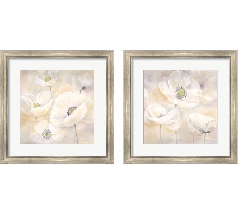 White Poppies 2 Piece Framed Art Print Set by Cynthia Coulter