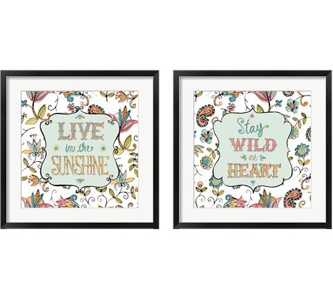 Peace and Paisley on White 2 Piece Framed Art Print Set by Anne Tavoletti