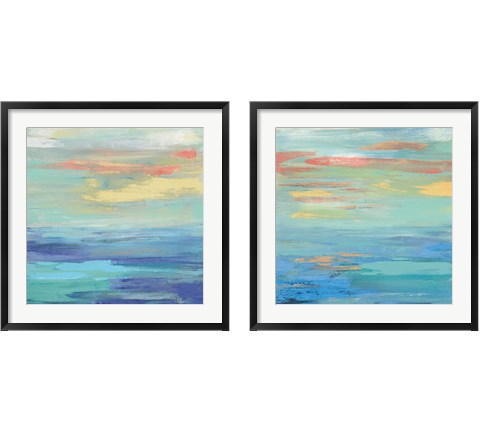 Sunset Beach Bright 2 Piece Framed Art Print Set by Silvia Vassileva