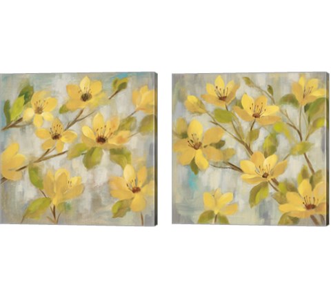Golden Bloom Neutral 2 Piece Canvas Print Set by Silvia Vassileva