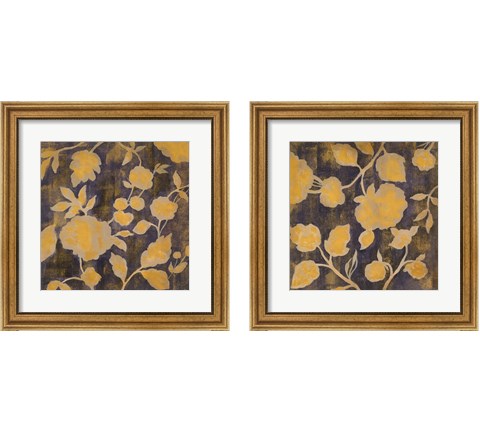 Indigo and Gold Silhouettes 2 Piece Framed Art Print Set by Silvia Vassileva