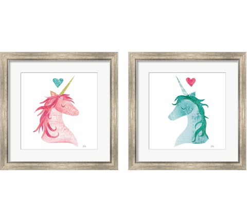 Unicorn Magic Heart 2 Piece Framed Art Print Set by Melissa Averinos