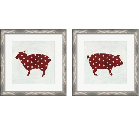 Modern Americana Farm on White 2 Piece Framed Art Print Set by Melissa Averinos