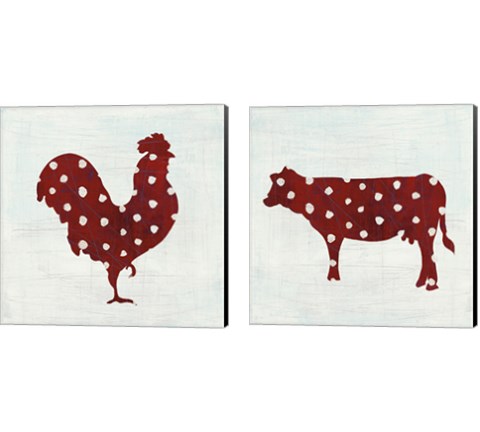Modern Americana Farm on White 2 Piece Canvas Print Set by Melissa Averinos