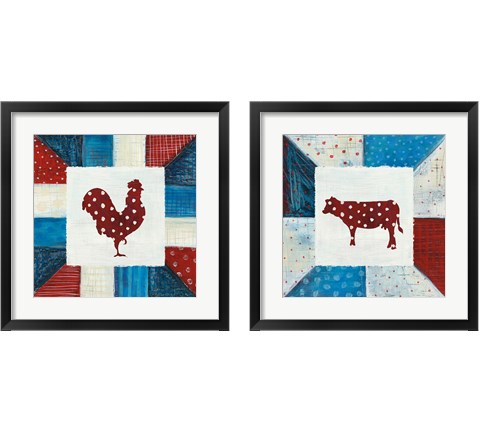 Modern Americana Farm Quilt  2 Piece Framed Art Print Set by Melissa Averinos