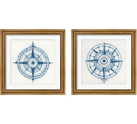 Indigo Gild Compass Rose 2 Piece Framed Art Print Set by Kathrine Lovell