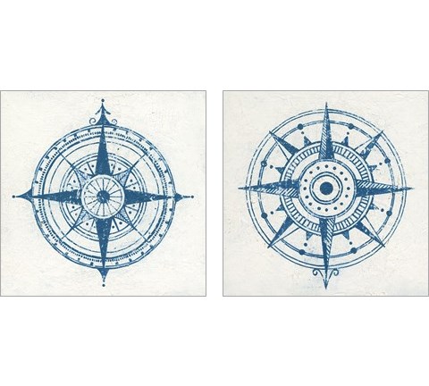 Indigo Gild Compass Rose 2 Piece Art Print Set by Kathrine Lovell