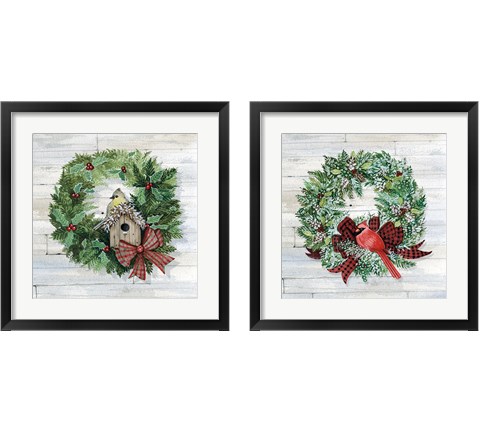 Holiday Wreath 2 Piece Framed Art Print Set by Kathleen Parr McKenna