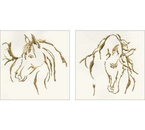 Gilded Horse 2 Piece Art Print Set by Chris Paschke