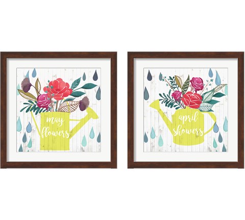 April Showers & May Flowers 2 Piece Framed Art Print Set by Studio W