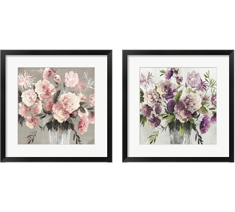 Peach & Purple Bouquet 2 Piece Framed Art Print Set by Asia Jensen