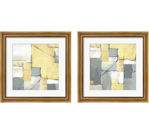 Golden Abstract 2 Piece Framed Art Print Set by Eva Watts