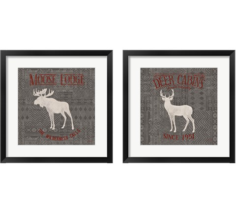 Soft Lodge Dark with Red 2 Piece Framed Art Print Set by Janelle Penner