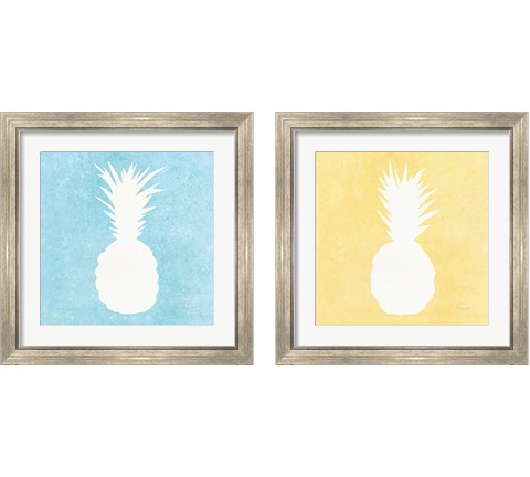 Tropical Fun Pineapple Silhouette 2 Piece Framed Art Print Set by Courtney Prahl