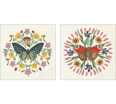 Butterfly Mandala 2 Piece Art Print Set by Wild Apple Portfolio