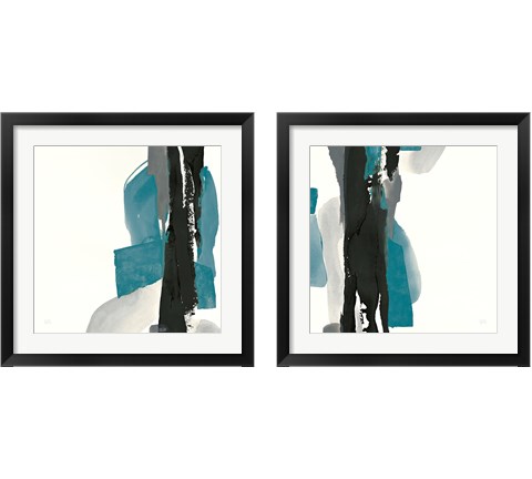 Black and Teal 2 Piece Framed Art Print Set by Chris Paschke