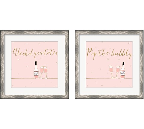 Underlined Bubbly Pink 2 Piece Framed Art Print Set by Veronique Charron