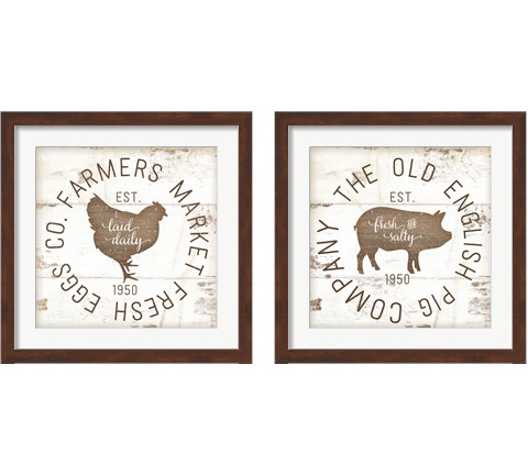 Rustic Farm Signs - Brown 2 Piece Framed Art Print Set by Jennifer Pugh