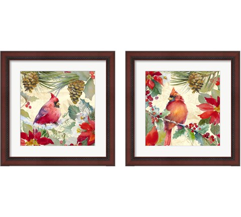 Cardinal and Pinecones 2 Piece Framed Art Print Set by Lanie Loreth