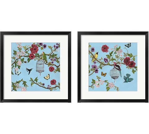 Bird Song Chinoiserie 2 Piece Framed Art Print Set by Naomi McCavitt