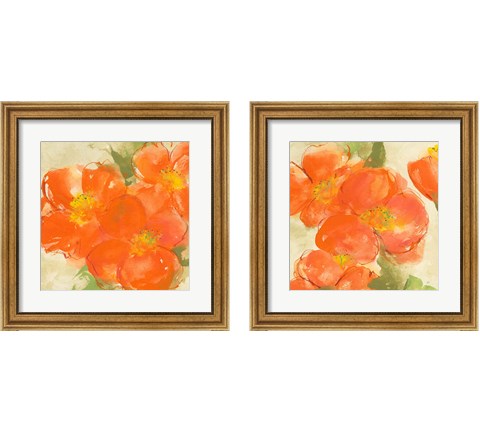 Tangerine Poppies 2 Piece Framed Art Print Set by Chris Paschke