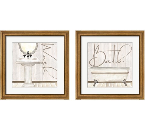 Rustic Bathroom 2 Piece Framed Art Print Set by Tara Reed