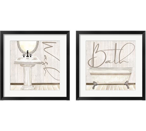 Rustic Bathroom 2 Piece Framed Art Print Set by Tara Reed