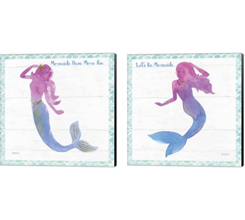 Mermaid Friends 2 Piece Canvas Print Set by Jenaya Jackson