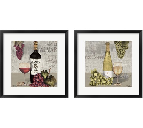 Uncork Wine and Grapes 2 Piece Framed Art Print Set by Mary Beth Baker