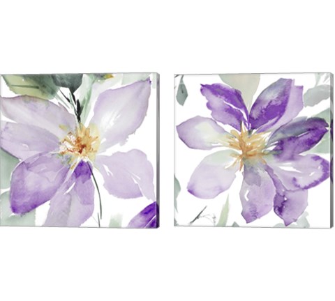 Clematis in Purple Shades 2 Piece Canvas Print Set by Lanie Loreth