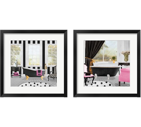 Pop of Pink Bath 2 Piece Framed Art Print Set by Elizabeth Medley