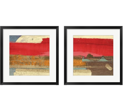Moon Rising from the Crimson Sky 2 Piece Framed Art Print Set by Leonardo Bacci