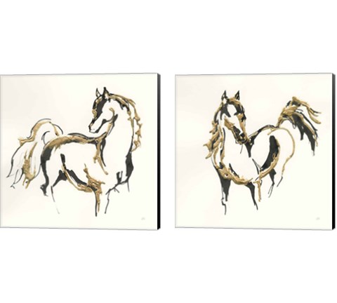 Golden Horse 2 Piece Canvas Print Set by Chris Paschke
