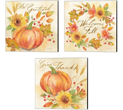 Welcome Fall  3 Piece Canvas Print Set by Cynthia Coulter