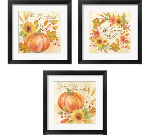 Welcome Fall  3 Piece Framed Art Print Set by Cynthia Coulter