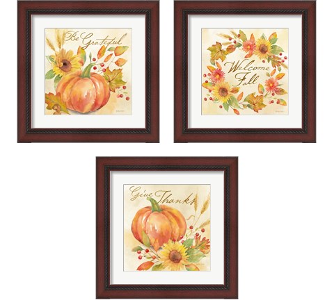 Welcome Fall  3 Piece Framed Art Print Set by Cynthia Coulter