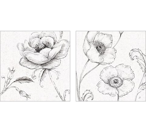 Blossom Sketches 2 Piece Art Print Set by Daphne Brissonnet