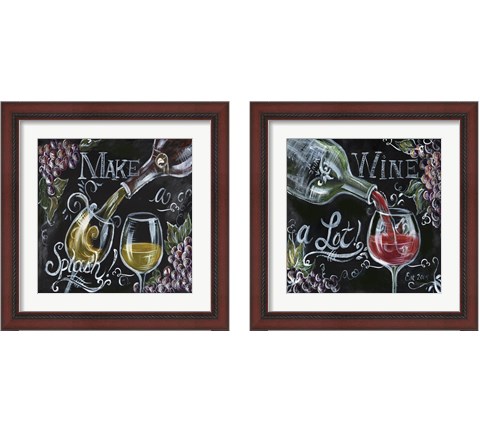 Chalkboard Wine 2 Piece Framed Art Print Set by Tre Sorelle Studios